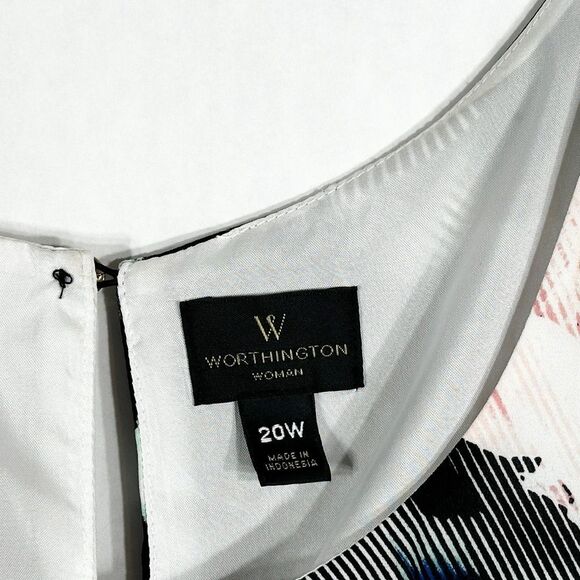 Worthington Plus Size 20W Dress Floral Chiffon Lined Keyhole Shift Knee 182 - Picture 6 of 7